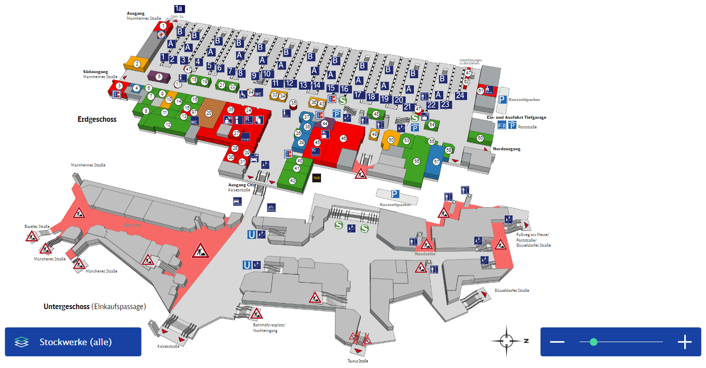 Lageplan Einkaufmöglichkeiten Hauptbahnhof Frankfurt